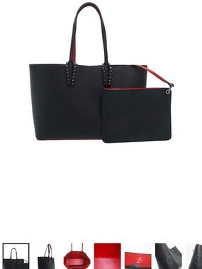 Christian Louboutin Black Tote with Red Trim and Removable Pouch